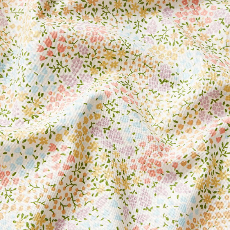 Tissu de décoration Semi-panama Fleurettes colorées – ivoire/rose, image number 2