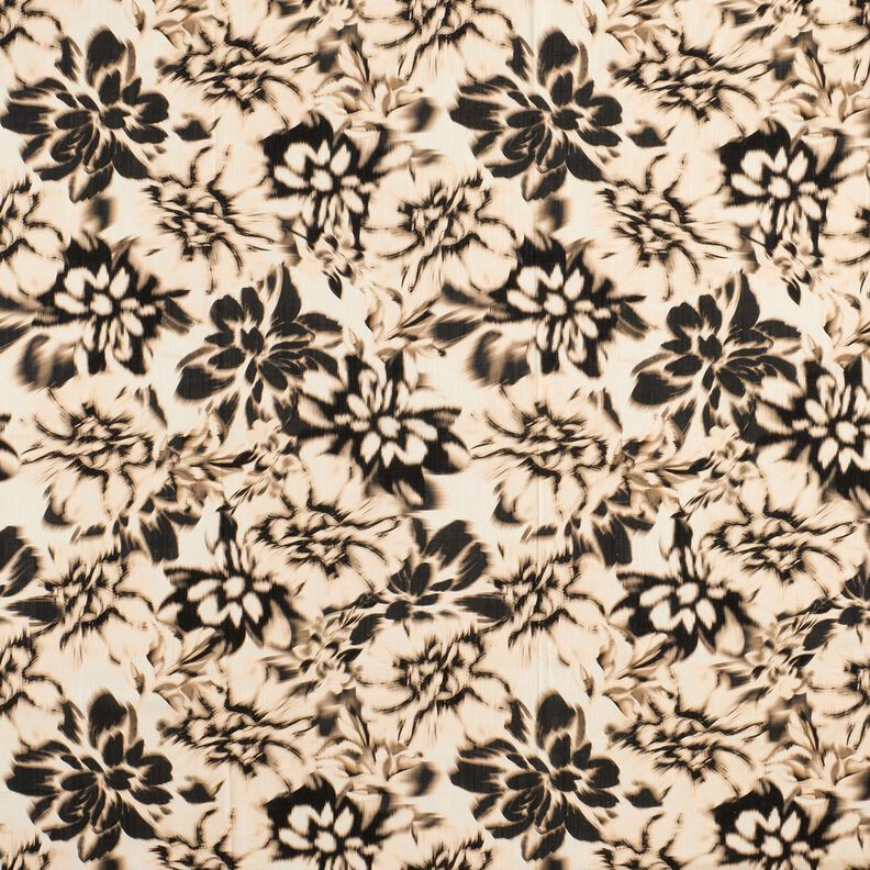 Mélange viscose lin Imprimé numérique fleurs délavées – beige clair/noir,  image number 1