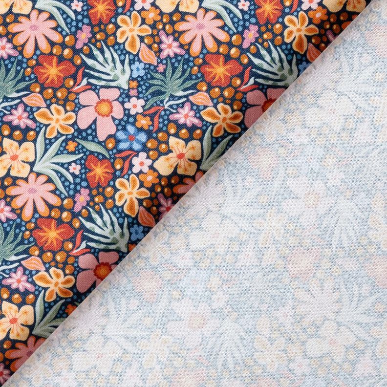 Tissu en coton Popeline kleine Blüten – indigo/vieux rose clair, image number 4