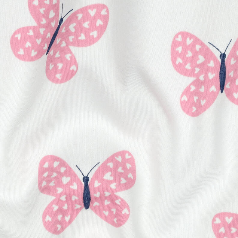 Sweatshirt gratté gros papillons | Poppy Fabrics – ivoire/rose, image number 2