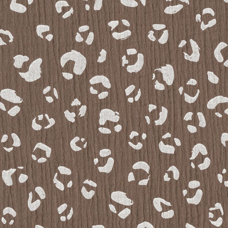 Tissu double gaze de coton Grand motif léopard – taupe foncé/blanc,  image number 1