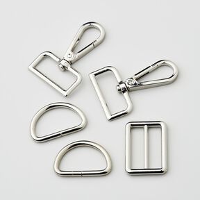 Accessoires pour sacs Set [ 5-pi&egrave;ces | 32 mm] &ndash; argent m&eacute;tallis&eacute;, 