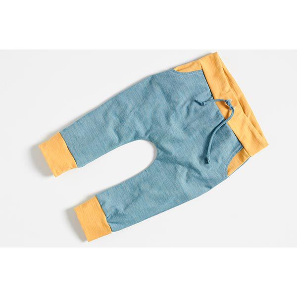 GOTS Jersey simple coton-laine fine rayures | Albstoffe – curry, image number 7