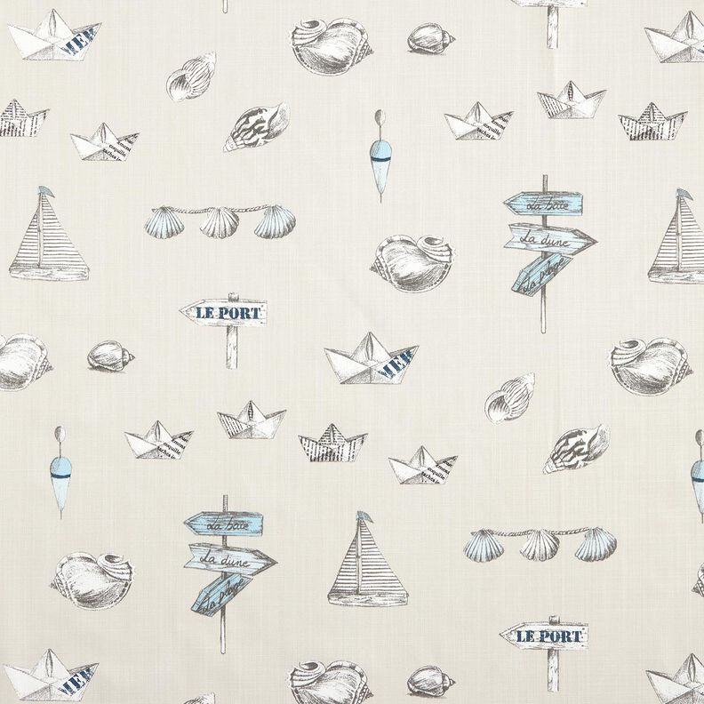 Tissu de décoration Panama Petit bateau – nature/bleu clair,  image number 1