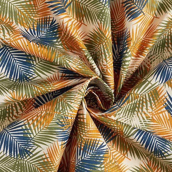 Tissu en coton Cretonne feuilles de palmier – beige clair/bleu,  image number 4