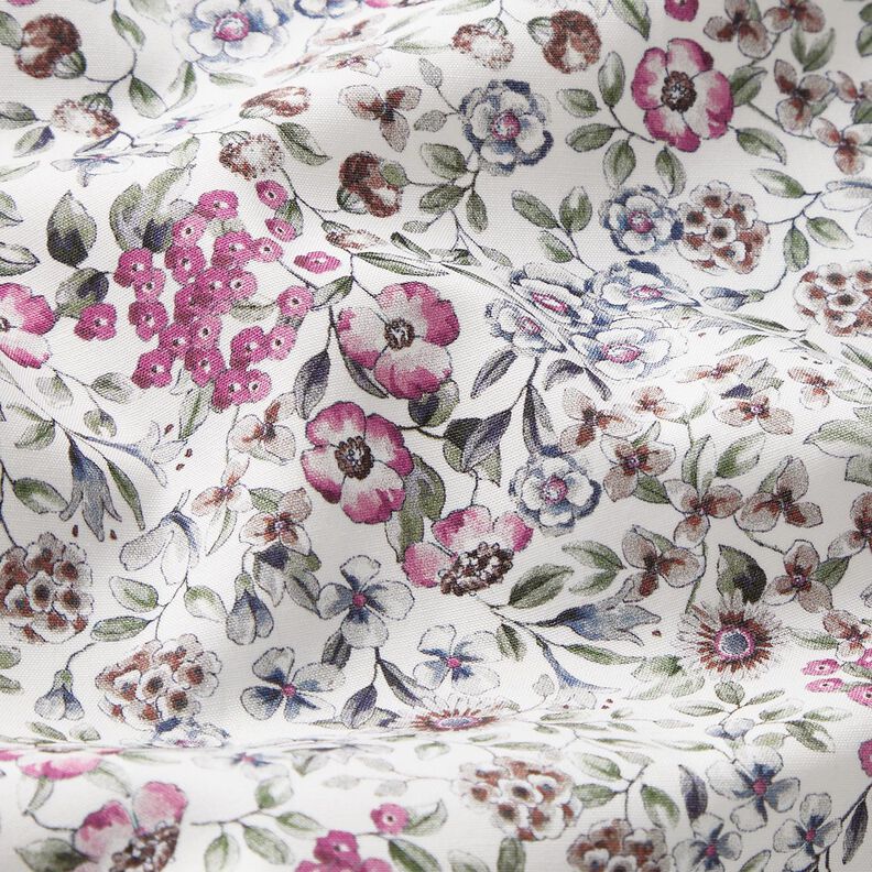 Popeline coton Mer de fleurs Impression numérique – blanc/pourpre,  image number 2