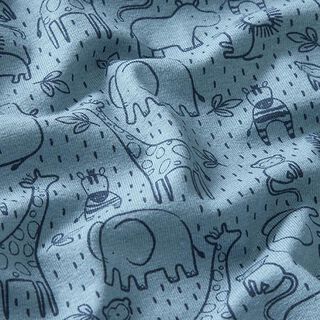 Jersey coton Animaux de la jungle bicolores – bleu acier, 