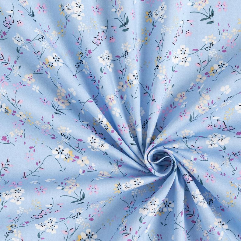 Popeline de coton Fleurs délicates – bleu clair/beige,  image number 3