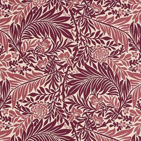 Tissu de décoration Semi-panama fleurs et vrilles – nature/bordeaux, 