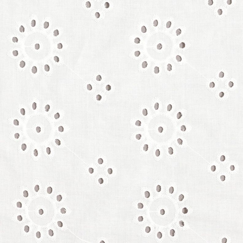 Tissu de coton à broderie florale – blanc,  image number 1