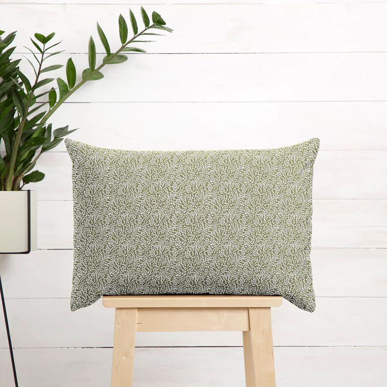 Tissu en coton Cretonne Mini feuilles – kaki clair/blanc,  image number 6