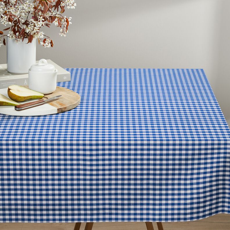 Tissu en coton Vichy à carreaux 1 cm – bleu roi/blanc,  image number 7