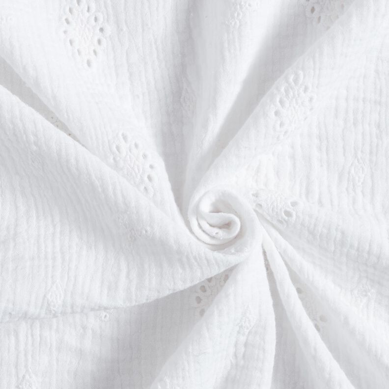 Tissu double gaze de coton Dentelle brodée Losange – blanc,  image number 3