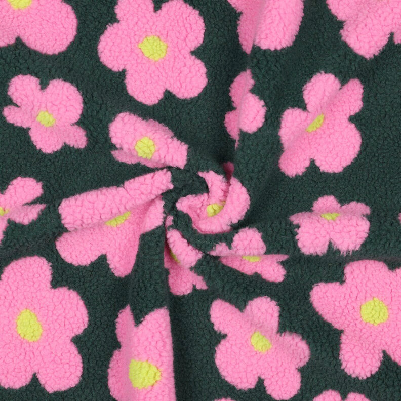 Ourson Fleurs | Poppy Fabrics – vert foncé/rose vif,  image number 4