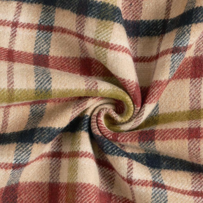 Tissu pour manteau à carreaux double face – beige/marron, image number 4