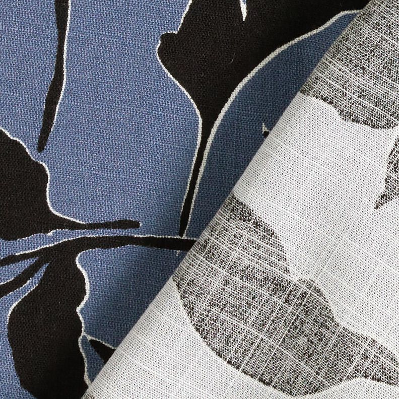 Tissu viscose Feuilles luxuriantes  – gris bleu/noir,  image number 4