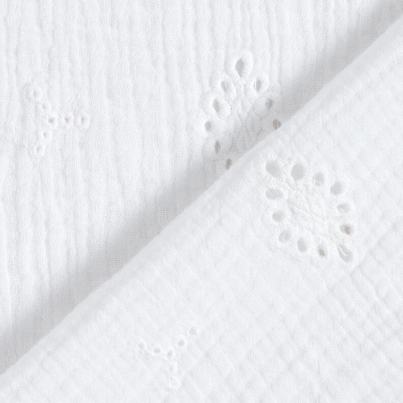 Tissu double gaze de coton Dentelle brodée Losange – blanc,  image number 4