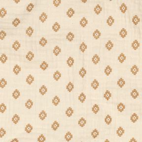 GOTS Tissu double gaze de coton Motif losanges boho  | Poppy Fabrics – crème/cannelle, 