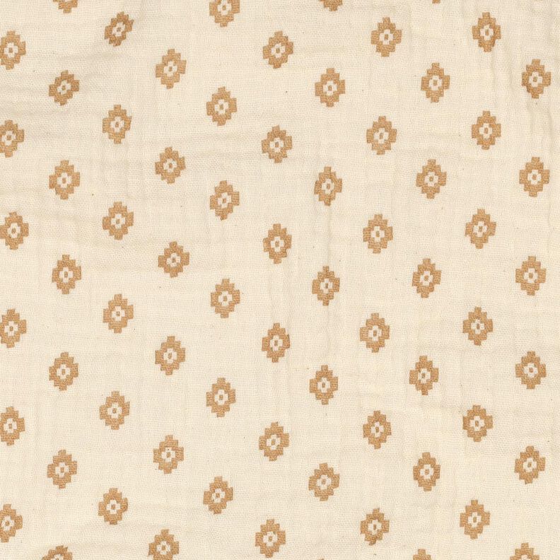 GOTS Tissu double gaze de coton Motif losanges boho  | Poppy Fabrics – crème/cannelle,  image number 2