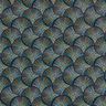 Tissu viscose Éventails rétro – bleu nuit/turquoise,  thumbnail number 1