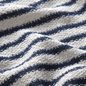Tricot bouclé à rayures et paillettes – blanc/bleu marine, 