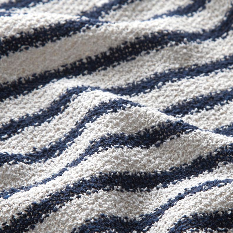 Tricot bouclé à rayures et paillettes – blanc/bleu marine,  image number 2