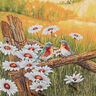 panneau décoratif Gobelin Couple d'oiseaux – carmin/beige clair,  thumbnail number 1