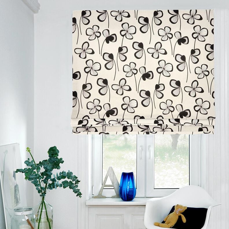 Tissu de d&eacute;coration Semi-panama tr&egrave;fle abstrait &ndash; nature/noir,  image number 5