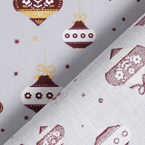 Tissu en coton Popeline Boules de Noël pointues – gris/or,  image number 4