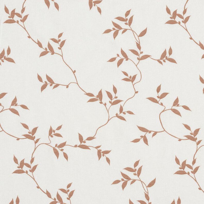 Jersey coton Vrilles de feuilles – ivoire/marron clair,  image number 1
