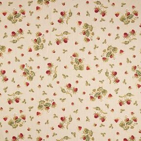 Tissu de décoration Semi-panama Fraises – carmin/nature, 
