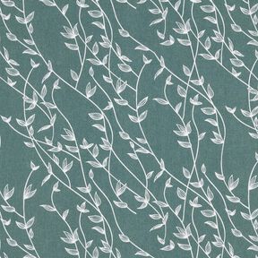Popeline coton Vrilles de feuilles – sapin bleu, 