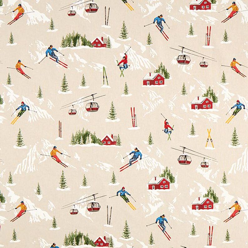 Tissu de décoration Semi-panama Pistes de ski – nature,  image number 1