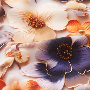 Tissu viscose Impression numérique de marguerites – abricot/lilas pastel, 