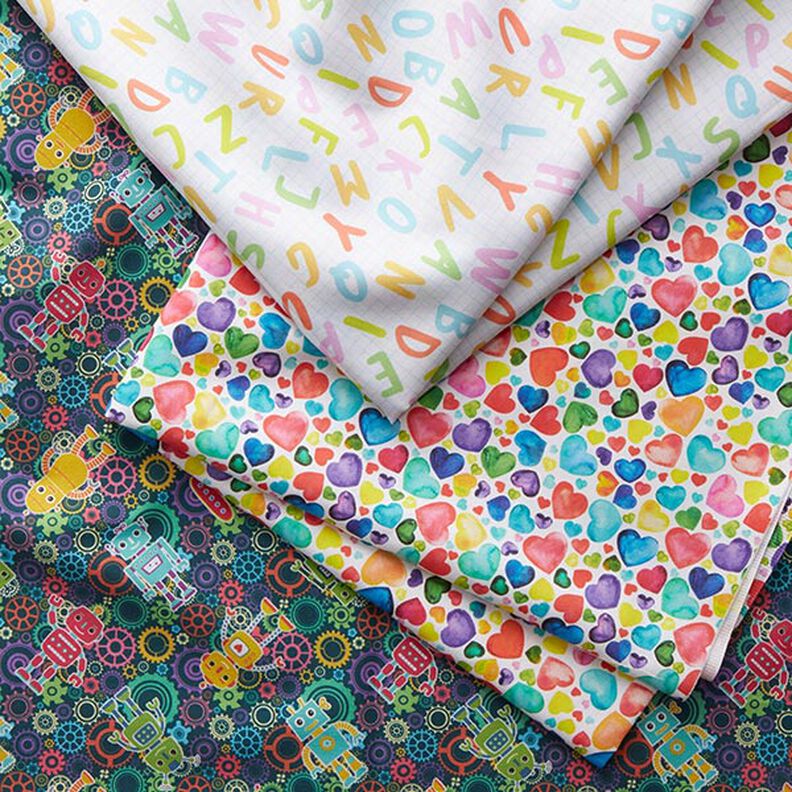 Satin de coton cœurs colorés,  image number 5
