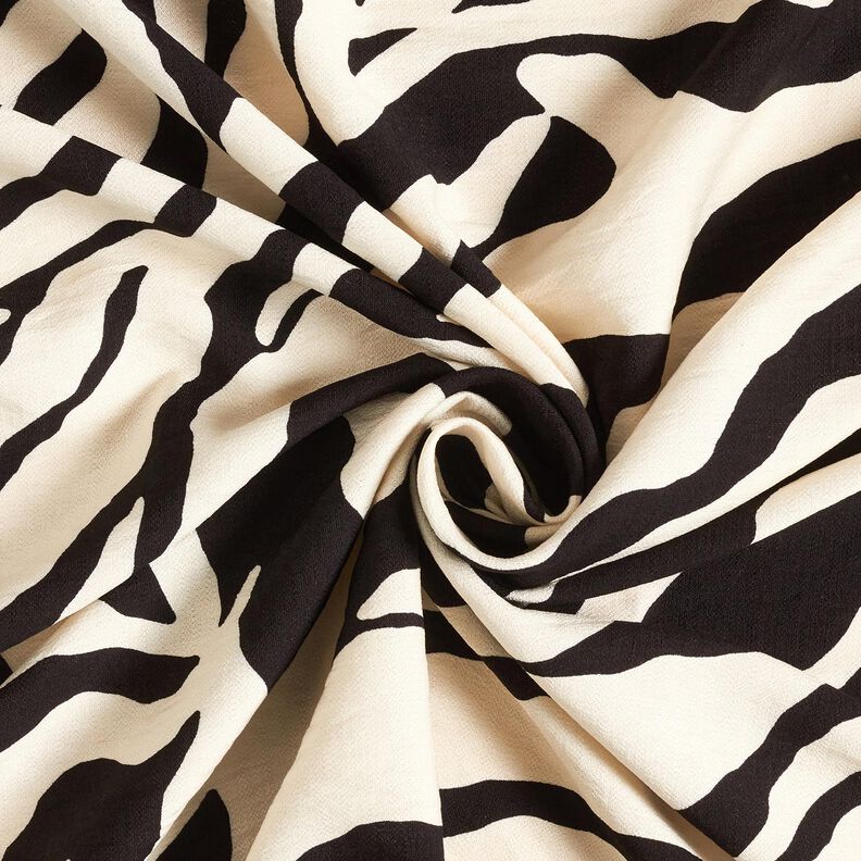 Crêpe de viscose motif zèbre – noir/ivoire,  image number 3