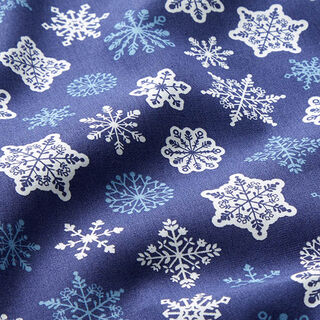 Tissu en coton Popeline Flocons de neige – indigo/blanc, 