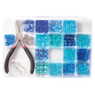 Boîte de perles avec pince | Rayher – bleu, 