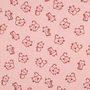 Flanelle coton Chats | by Poppy – vieux rose clair/bordeaux, 
