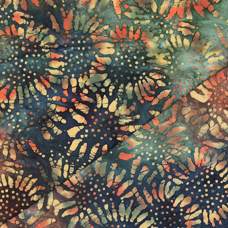 Tissu en coton Soleils batik – sapin bleu/brun-marron,  image number 4