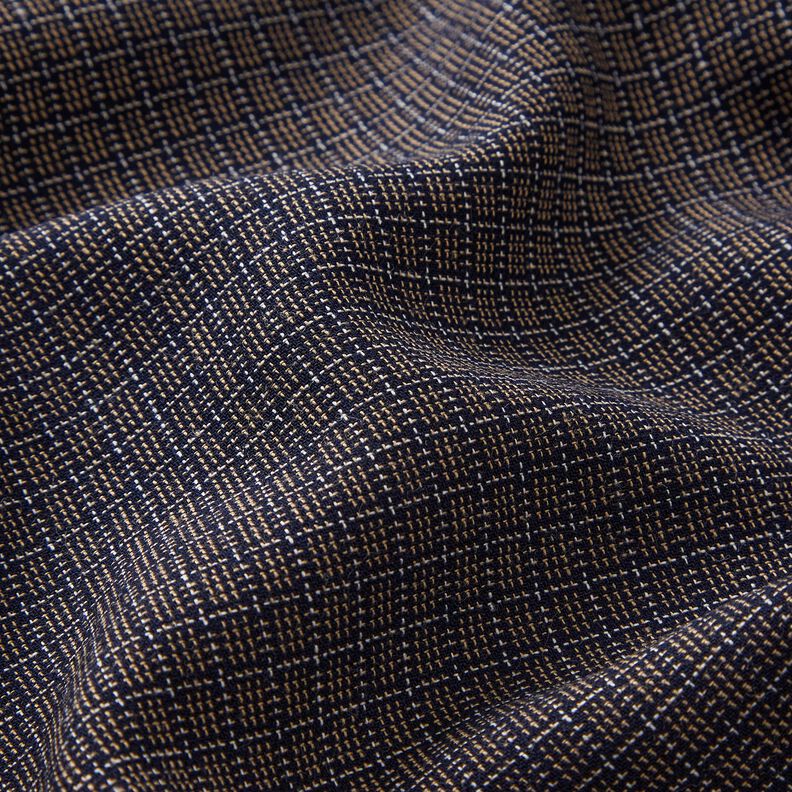 Tissu de coton à petits carreaux – noir/marron, image number 2