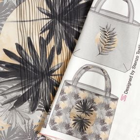 Sacs Panel Canvas Feuille de palmier et lune – gris clair, 