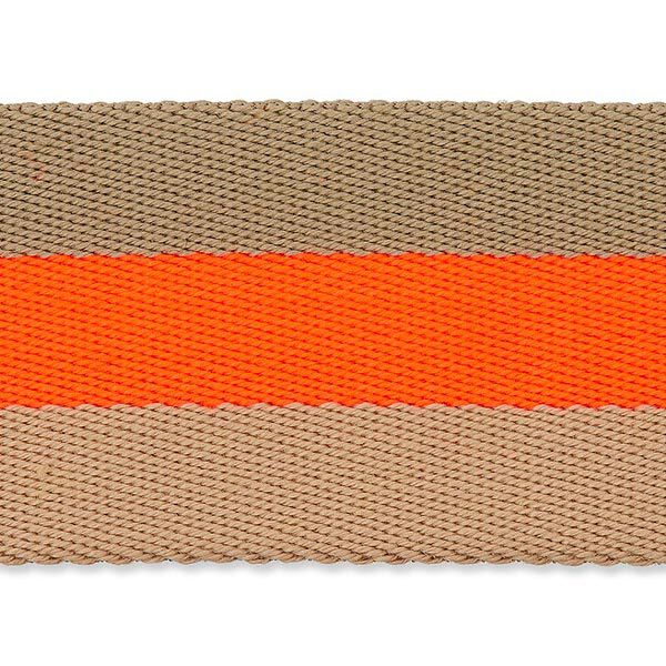 Sangle de sac fluo [ 40 mm ] – orange néon/beige,  image number 1