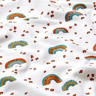 Jersey coton Léopard - Arc-en-ciel – blanc | Reste 100cm, 