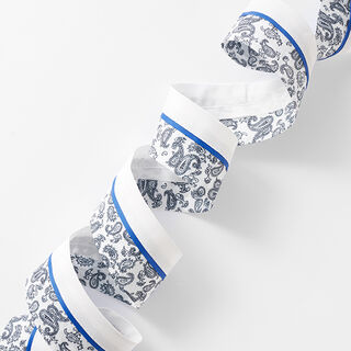 Ruban Paisley [42 mm] – blanc/bleu, 