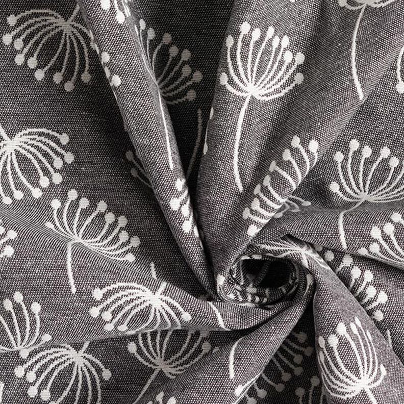 Tissu d’ameublement Jacquard Fleurs de pissenlit – gris,  image number 3