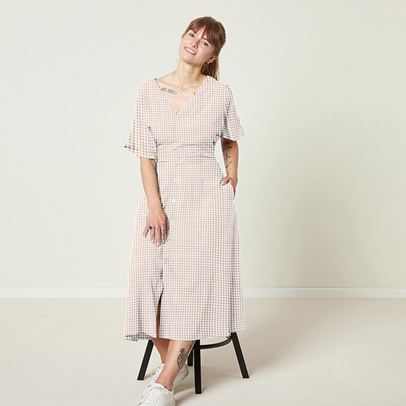 Seersucker Mélange coton à carreaux Vichy – beige,  image number 7