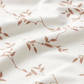 Jersey coton Vrilles de feuilles – ivoire/marron clair, 