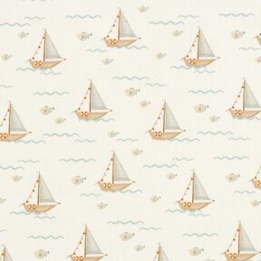 Jersey coton Voiliers et poissons Impression numérique – écru, 