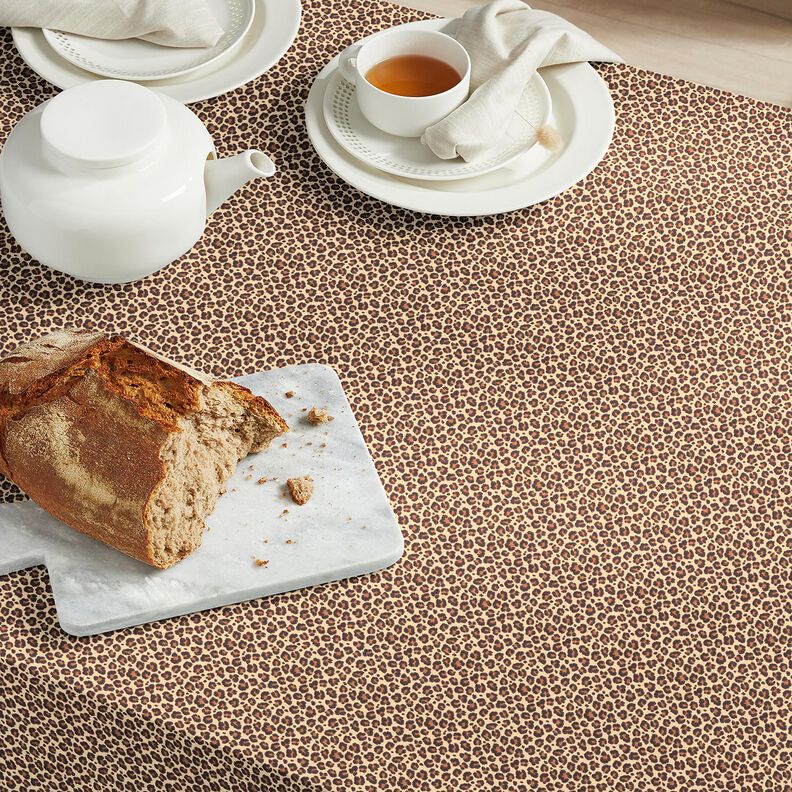 Tissu en coton Cretonne Petit imprimé léopard – beige/marron, image number 5